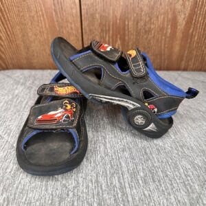 VTG Hot Wheels 2001 Mattel Y2K Kid's Sandals Flame Car Hook Loop Shoes Sz 7.5 US